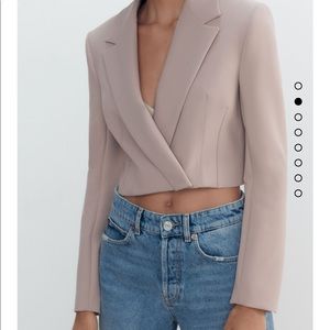 Zara Cropped Tan Blazer
